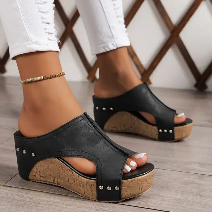 Women's comfortable orthopedic wedge sandals with open toe for all-day support & style.