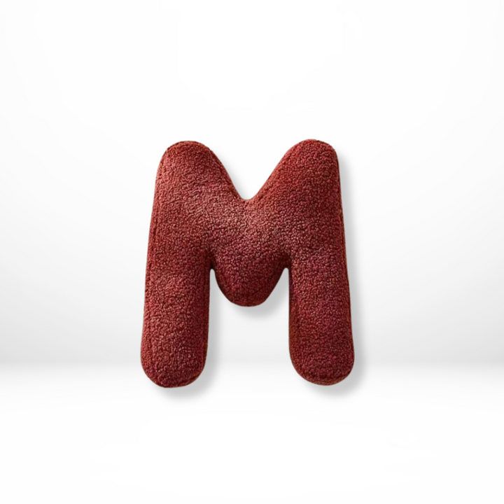 Soft velvet 'Q' alphabet cushion, ideal for stylish bedroom decor & personalized initial accents.