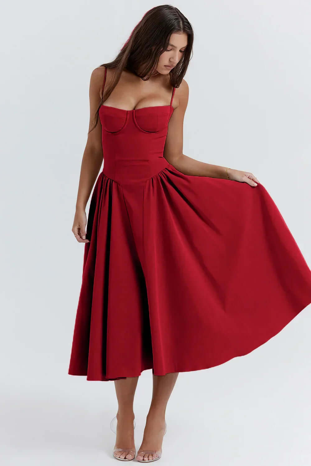Women's Sleeveless Corset Fit Midi Dress