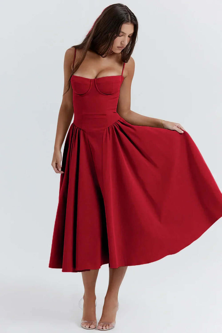 Women's Sleeveless Corset Fit Midi Dress