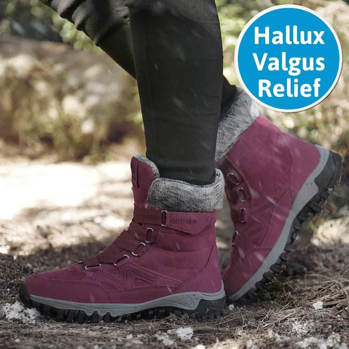 Non-slip, warm women's orthopedic winter boots offering arch support and a comfortable wide toe box.