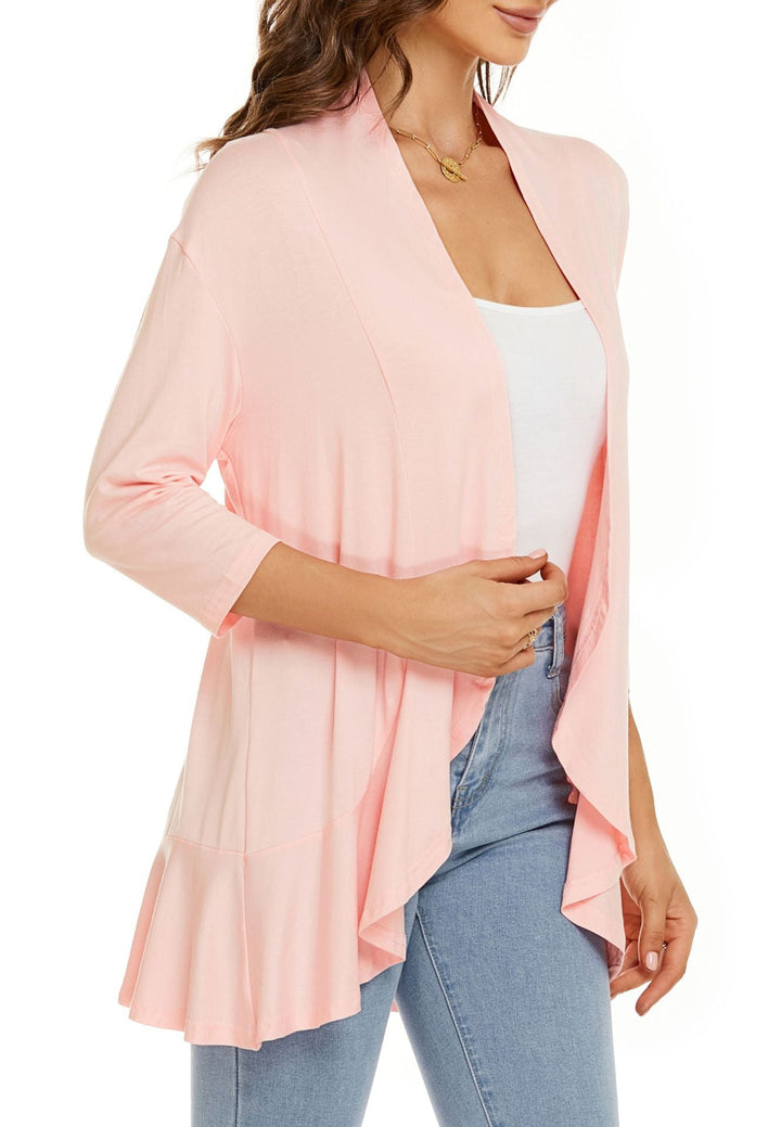 Elegant yet casual women's open-front cardigan, lightweight & versatile for daily fashion.