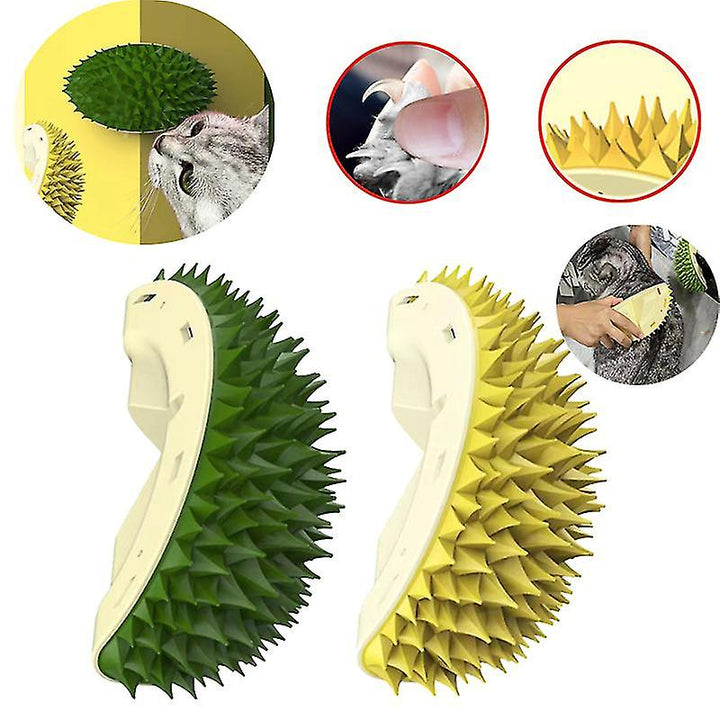 Soft-tipped pet brush for cats, promotes healthy coat & prevents hairballs. Ergonomic design.
