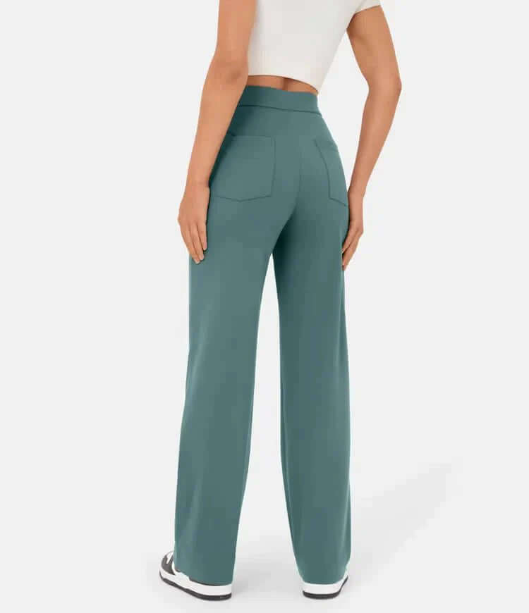 Women's High-Waisted Casual Trousers with Buttons