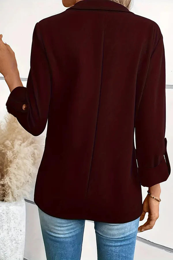 Women's Blazer - Structured Fit Notched Lapel Tailored Jacket