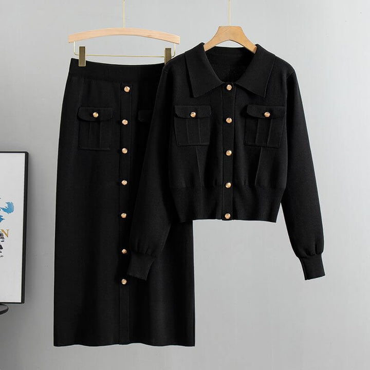Women's Knit Top & Hip Wrap Skirt Set