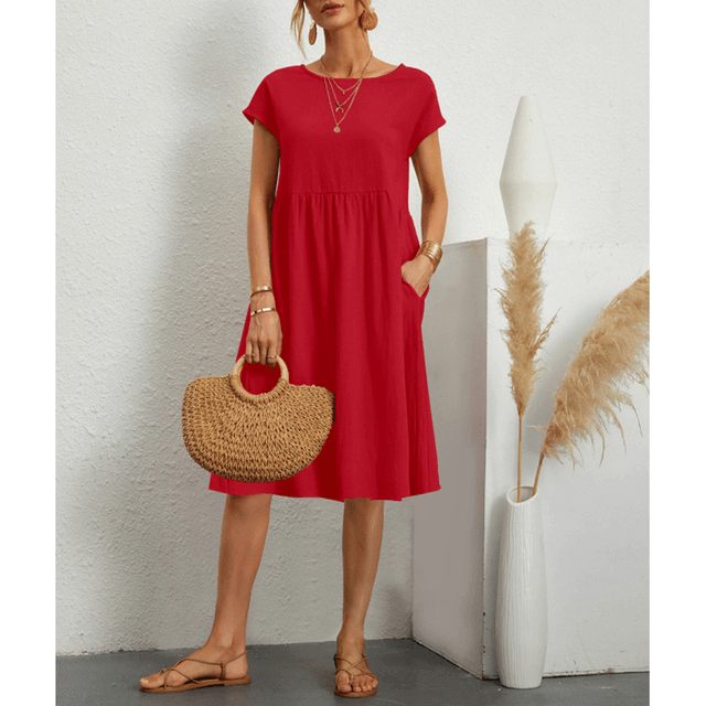 Women's Cotton Linen Midi Dress