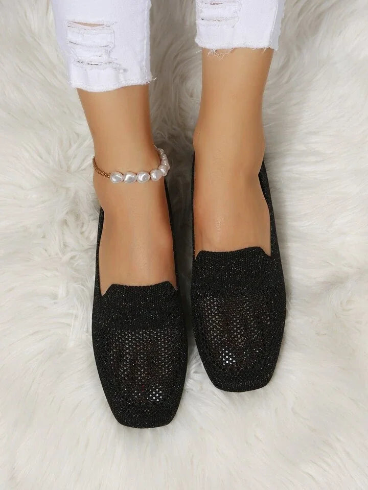 Multiple pairs of women's orthopedic non-slip ballet flats, versatile & comfortable footwear.