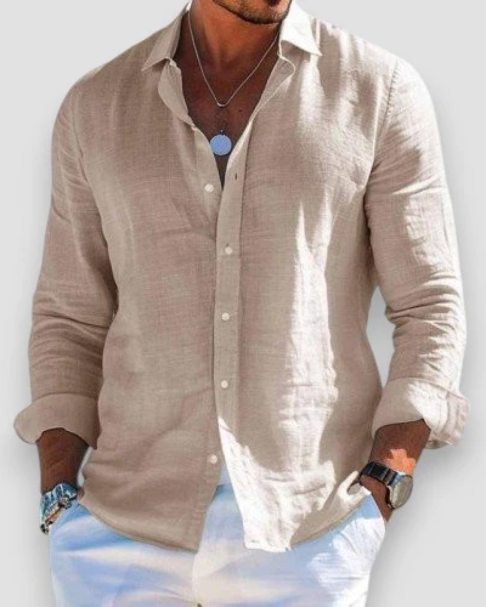 Folded men's short sleeve summer shirt, ready for effortless casual wear and travel comfort.