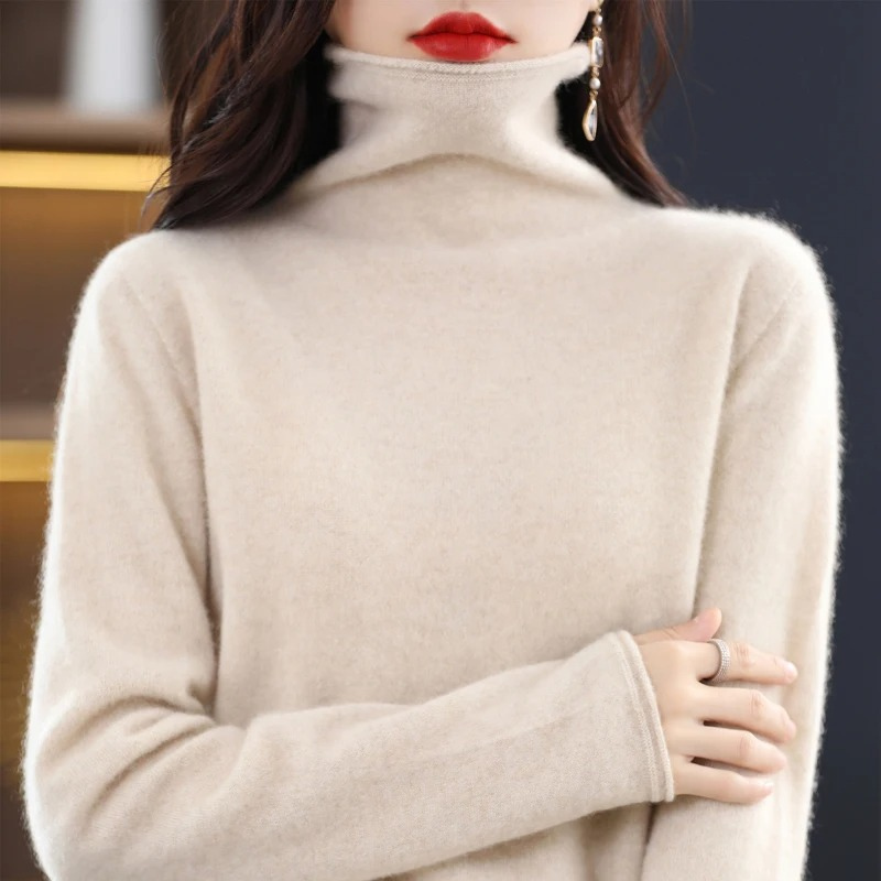 Women's comfortable roll neck top. Soft long sleeve pullover, ideal for everyday chic.