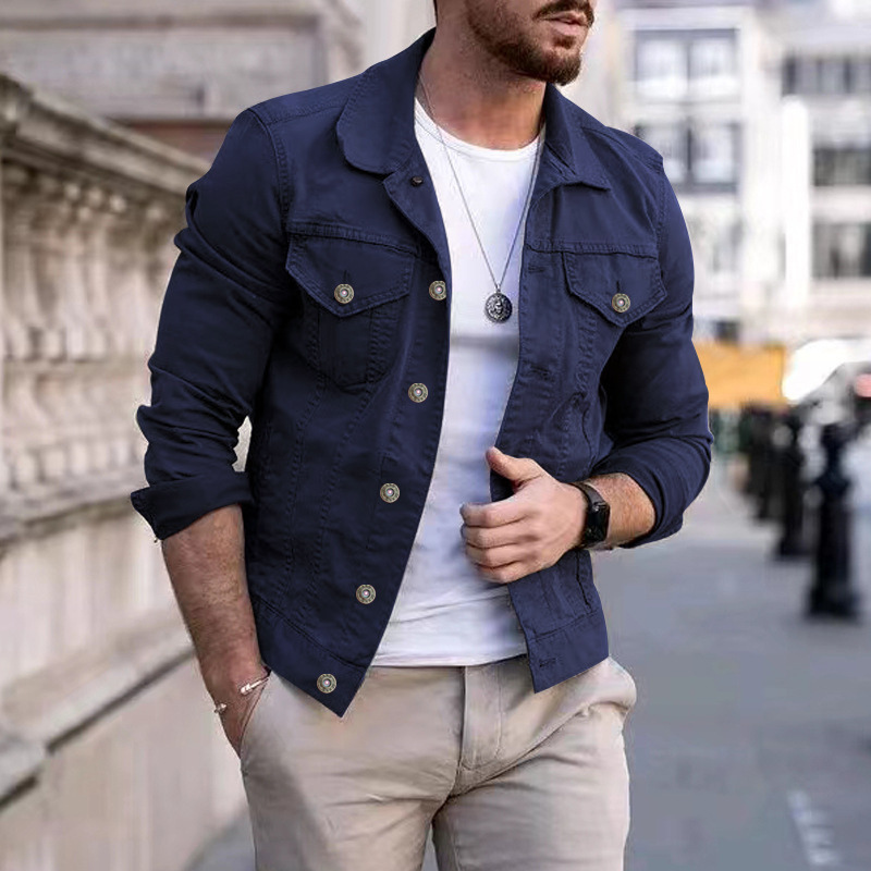 Men's classic dyed denim jacket, a staple for casual men's fashion and versatile outerwear collections.