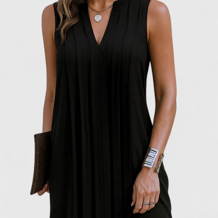 Stylish women's V-neck dress, elegant & flattering for any occasion.