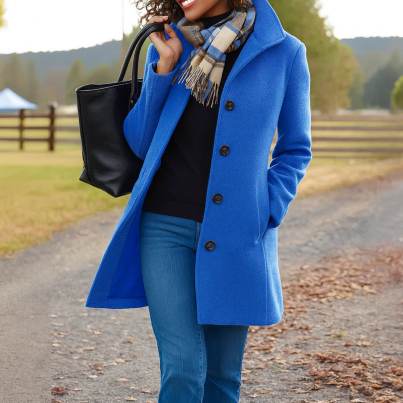 Essential women's classic coat, elegant long outerwear for versatile fall jacket & warm winter fashion.