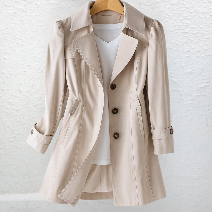 Black women's vintage trench collar coat. Timeless, elegant, and versatile outerwear for sophisticated classic fashion.
