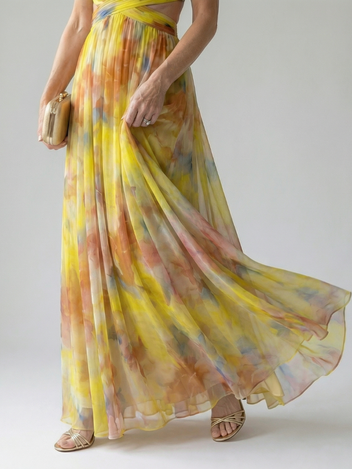 Stylish wrap maxi dress, soft & flowing fabric, elegant v-neck for women's fashion.