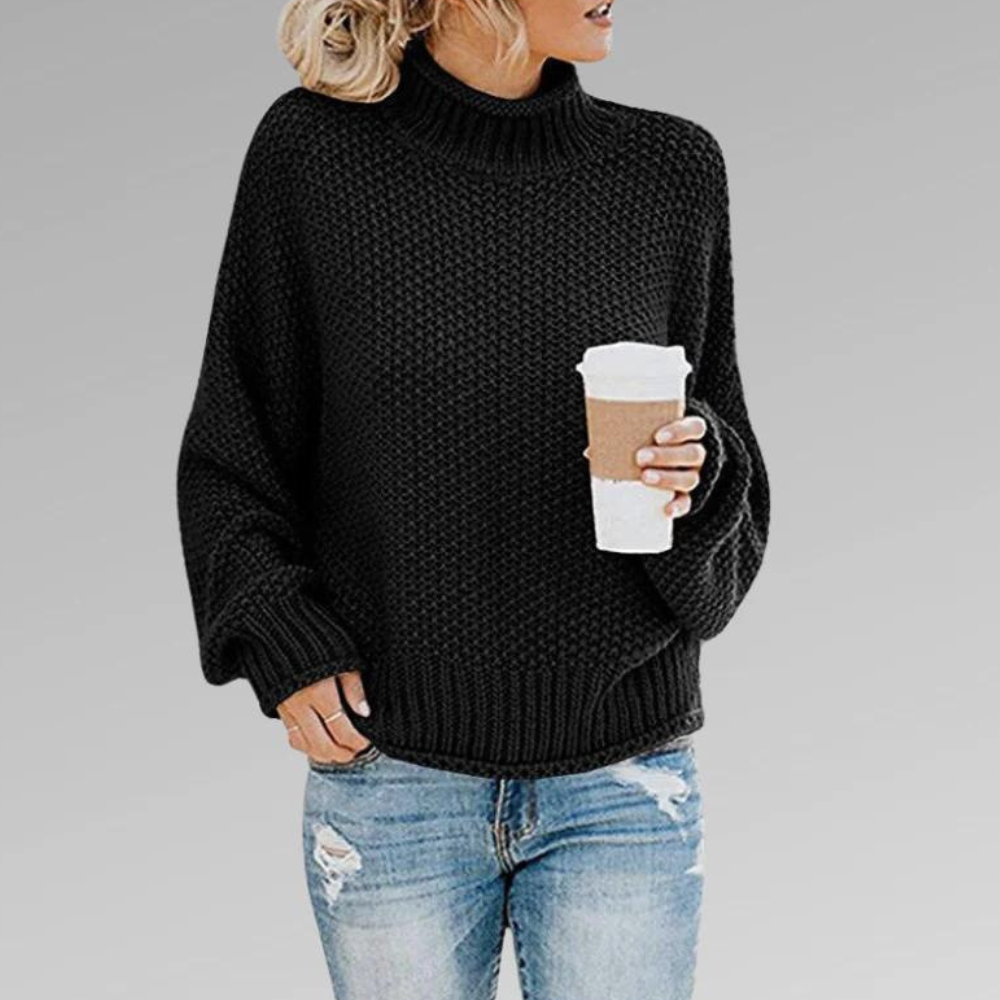 Fall fashion women's long-sleeve knit sweater, cozy & elegant Scandinavian design.