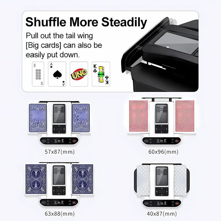 Sleek automatic card shuffler and dealer machine, a smart device for all card games.