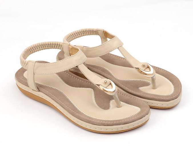 Women's T-Strap sandals with elastic back and cushioned sole for summer comfort.
