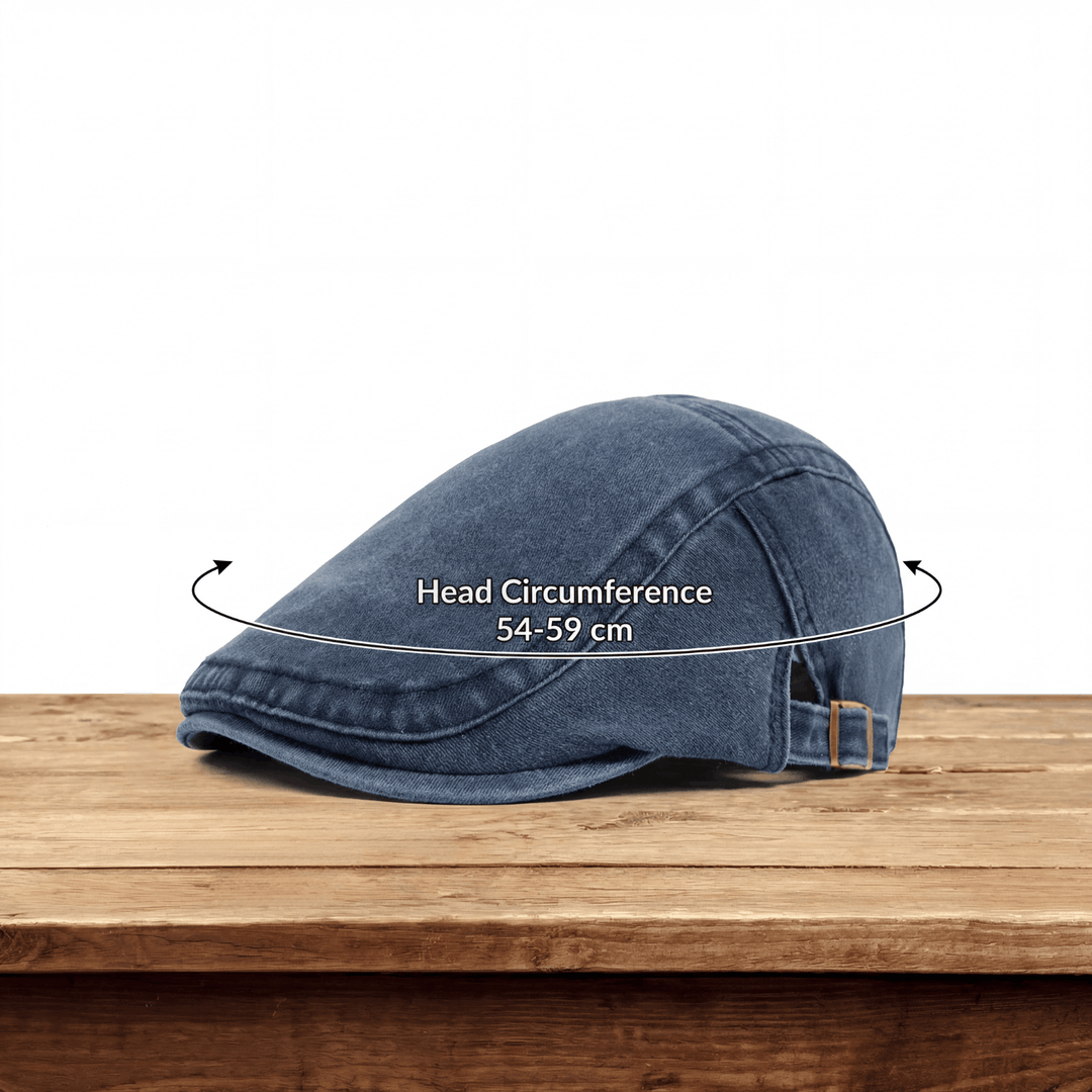 Soft fabric men's flat cap, an everyday hat with classic style and comfortable design.