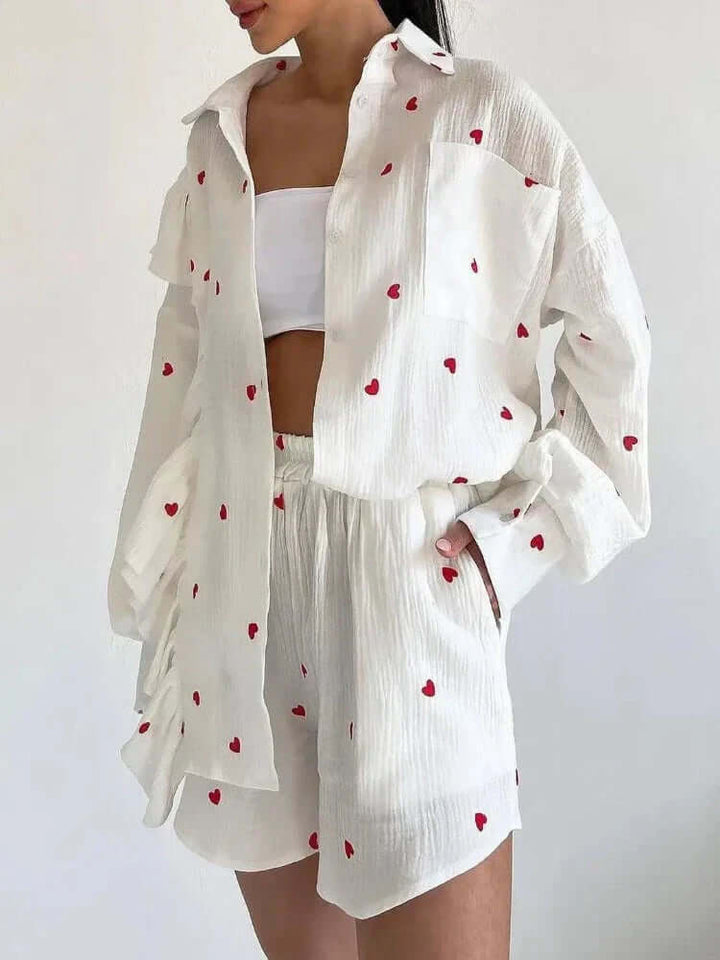 Women's Ruffled Blouse & Shorts Co-ord Set