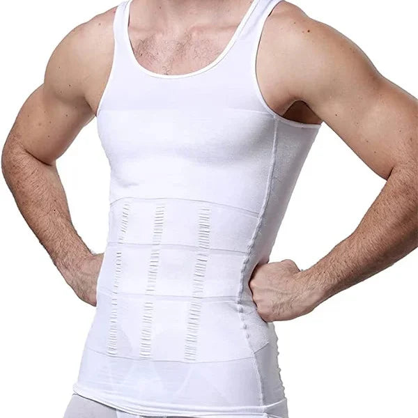 Versatile women's body shaper, seamless compression undershirt offering comfortable tummy control.