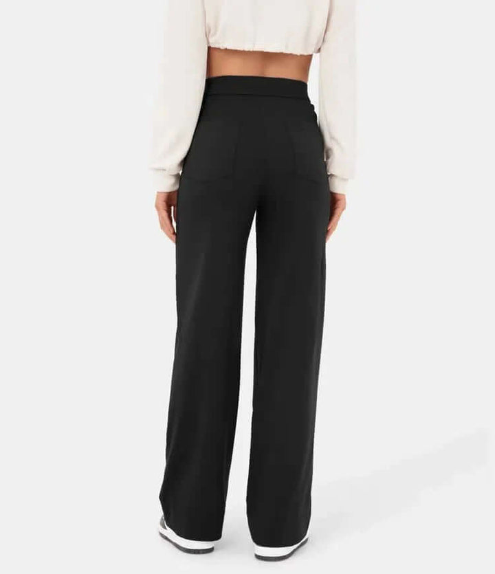 Women's High-Waisted Casual Trousers with Buttons