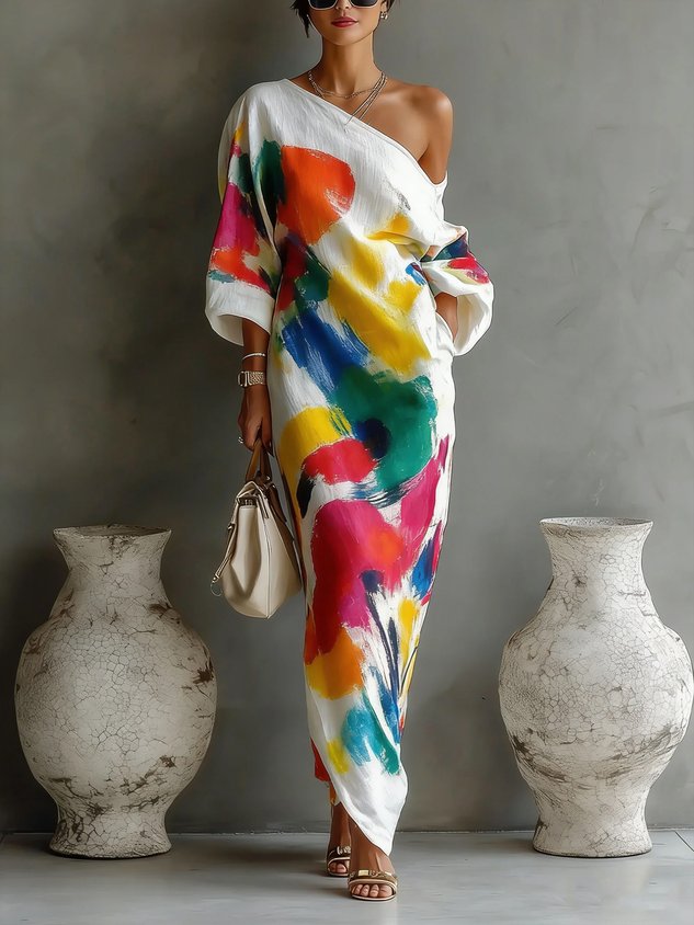Women's Flowing Penny Maxi Dress in white, perfect for effortless summer elegance. Relaxed long fit.