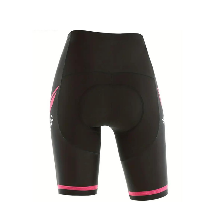 Women's padded cycling shorts; breathable, stretchy fabric for ultimate ride comfort and performance on road bikes.