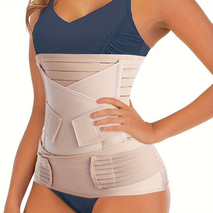 Women's 3-in-1 postpartum belly band for comfortable recovery & abdominal support after childbirth.
