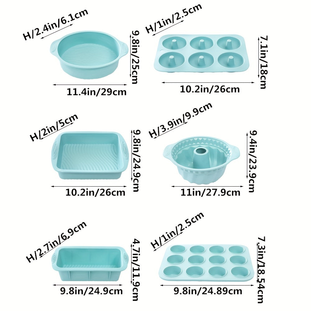 Oven-safe 6-cup silicone muffin mold. Flexible, food-grade bakeware for easy release and cleanup.