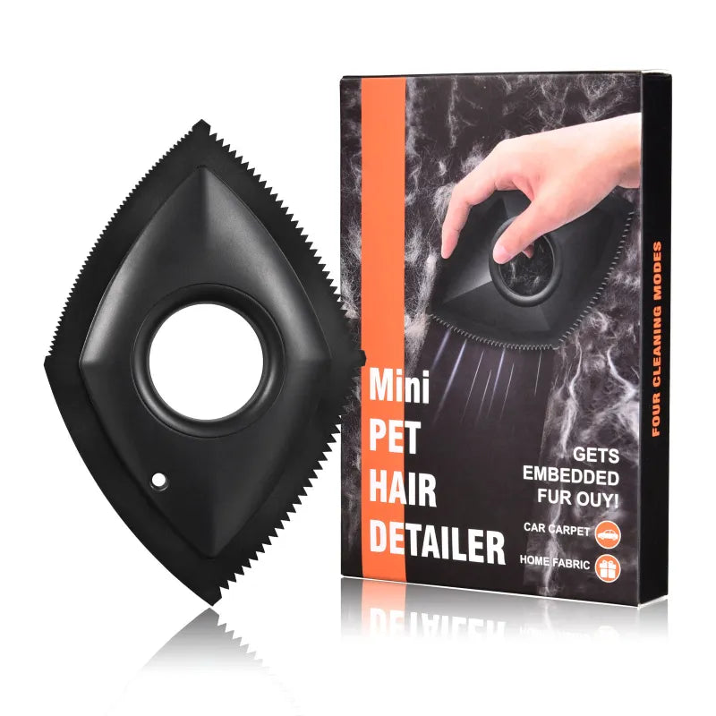 Compact pet hair remover glides over a black shirt, eliminating lint and fur for perfect clothing care.