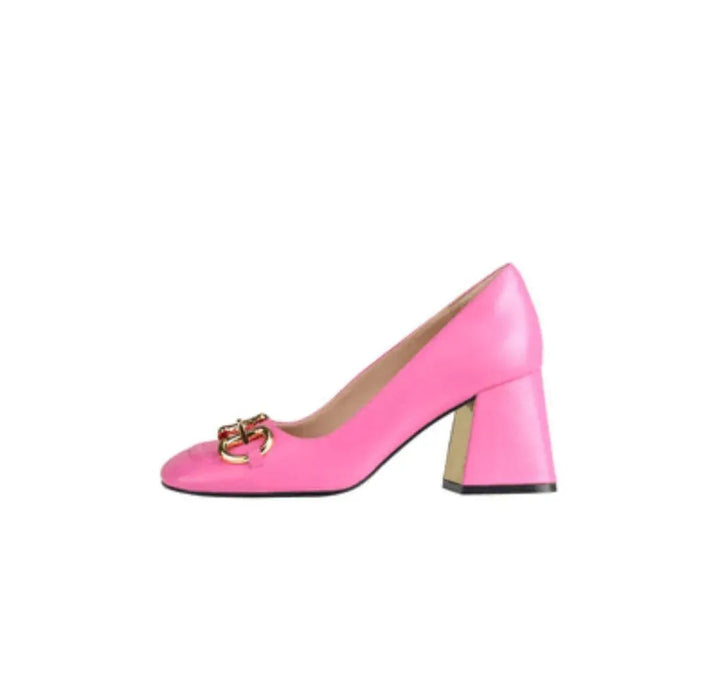 Classic women's vintage high heels with a stylish buckle & comfortable square toe.