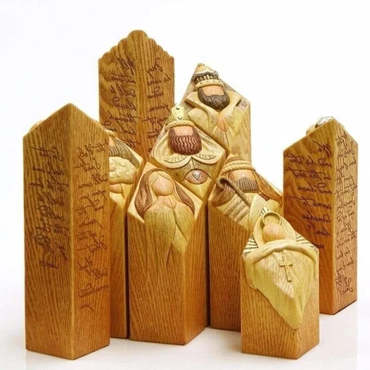Intricately detailed 9-piece resin Nativity figurines set. Perfect religious Christmas holiday decor for any home.