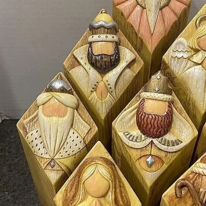 Complete 9-piece Christmas Nativity set, ideal for holiday home decor or religious gift. Durable resin figurines.