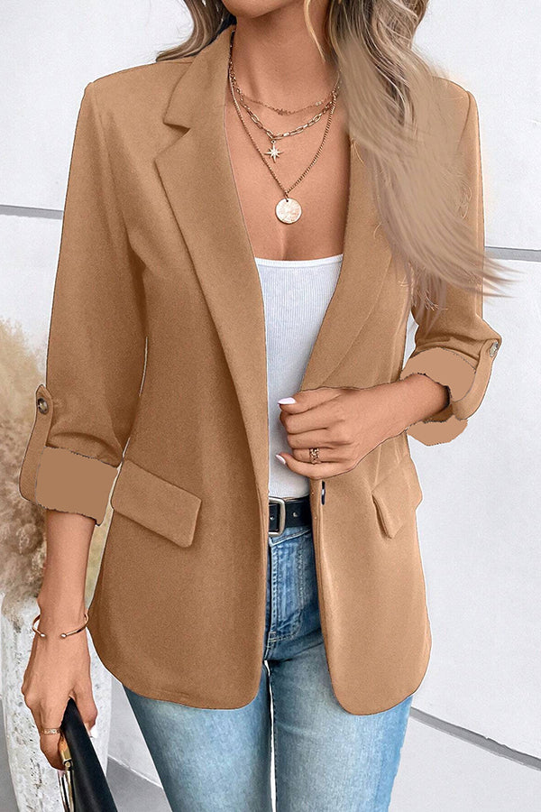 Women's Blazer - Structured Fit Notched Lapel Tailored Jacket