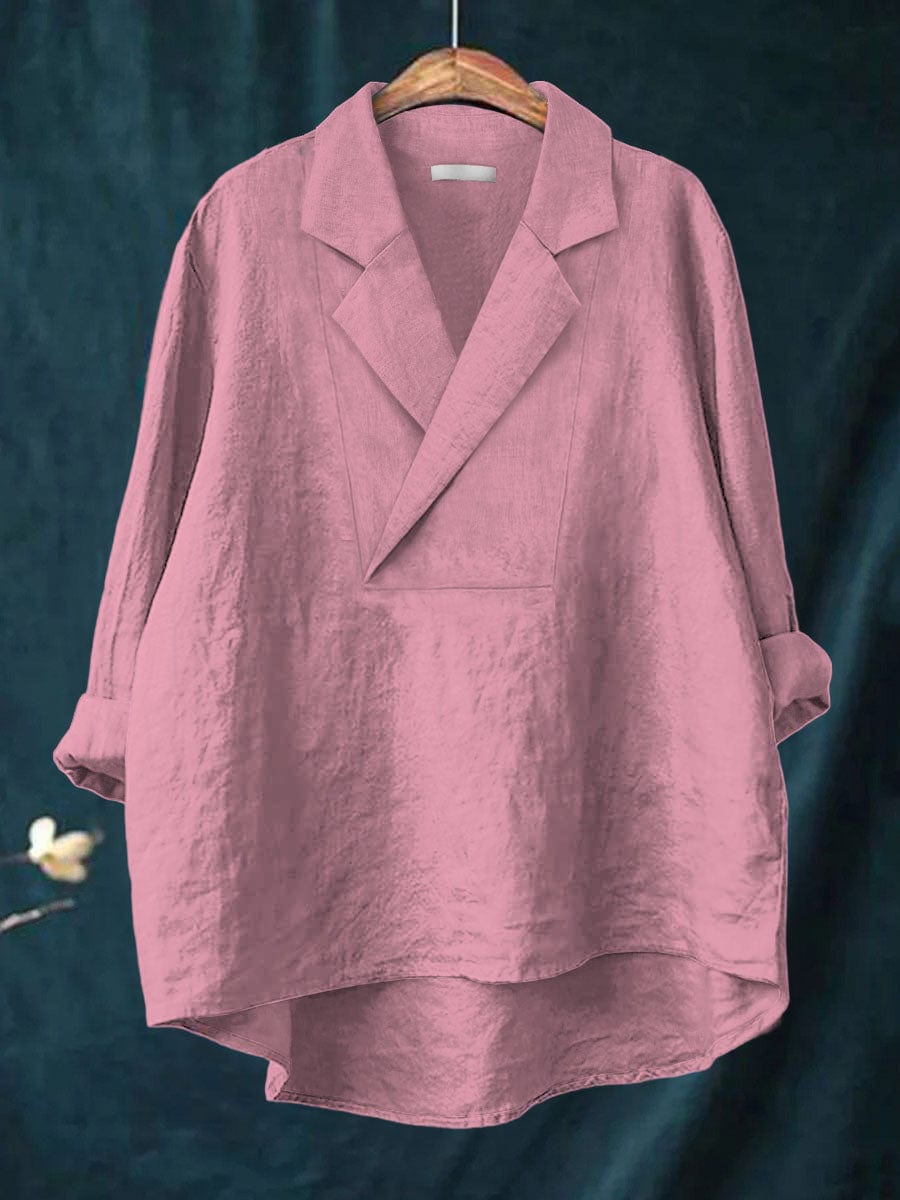 Elegant women's lapel neck blouse with long sleeves, perfect for office wear or a chic everyday look.