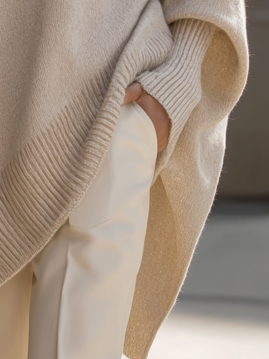 Comfortable women's oversized long sleeve sweater, a chic layering essential for modern everyday wear.
