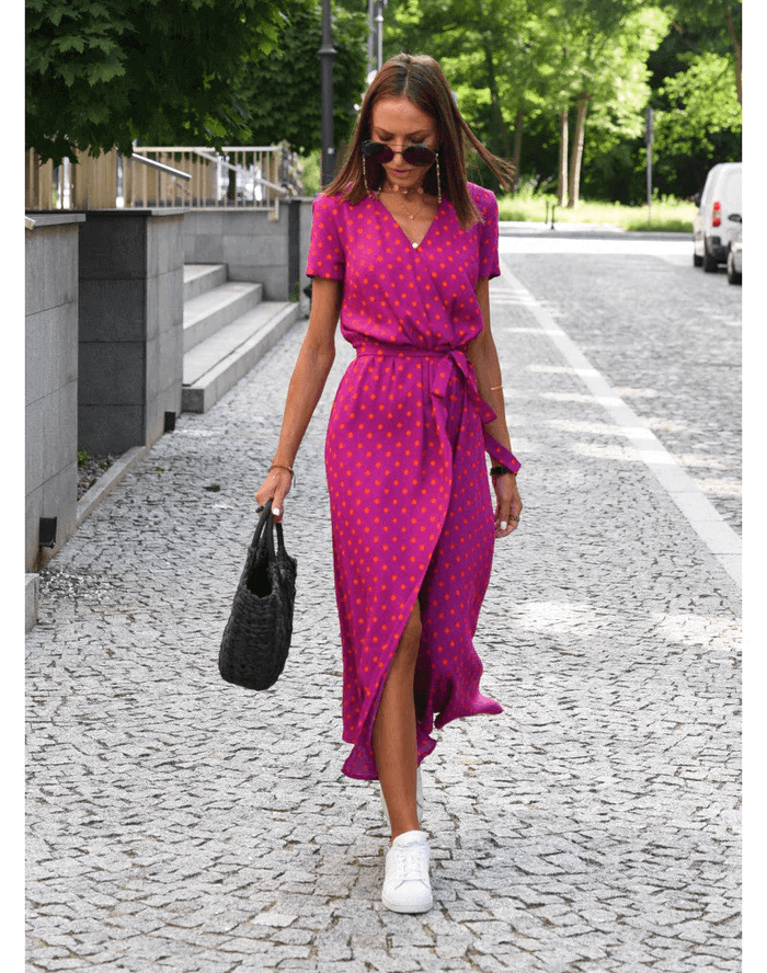 Casual Maxi Dress - Elegant V-Neck