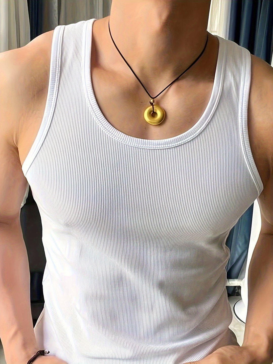 Men's breathable lightweight summer tank top, perfect for casual wear & comfort.