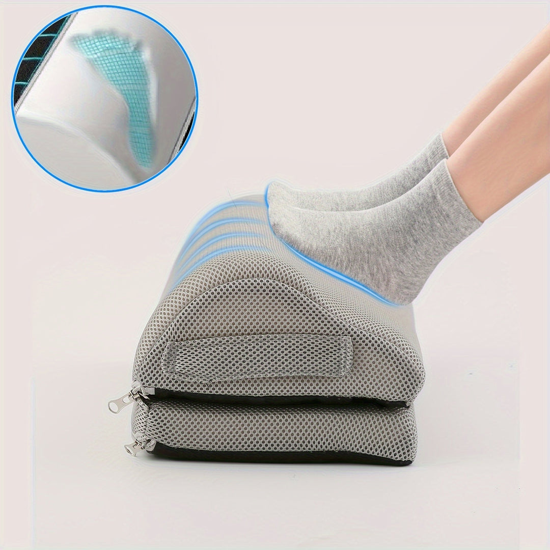 Ergonomic memory foam footrest providing ultimate comfort & support for office or home desk setup.