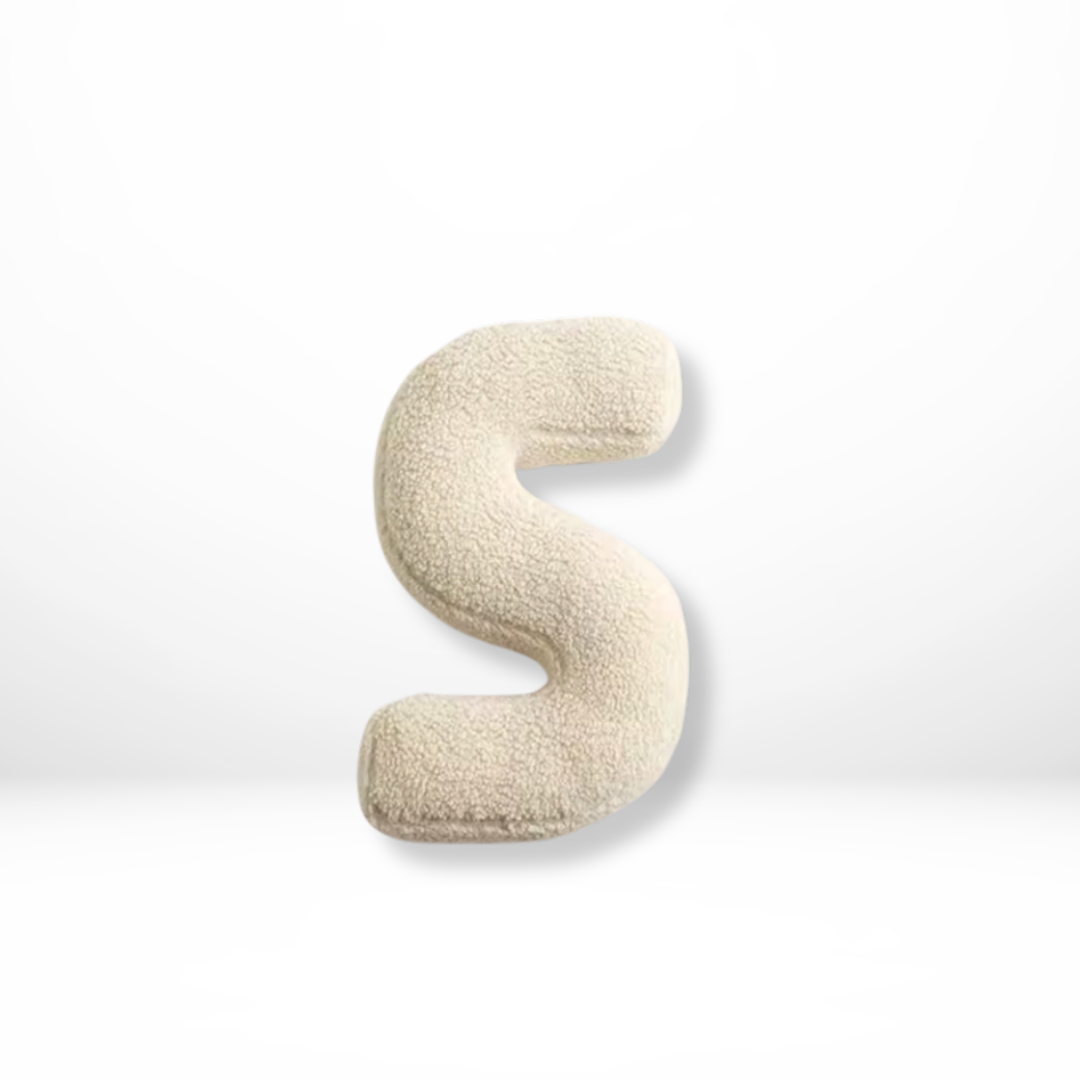 Plush velvet 'W' alphabet cushion, a decorative pillow for personalized living room soft furnishings.