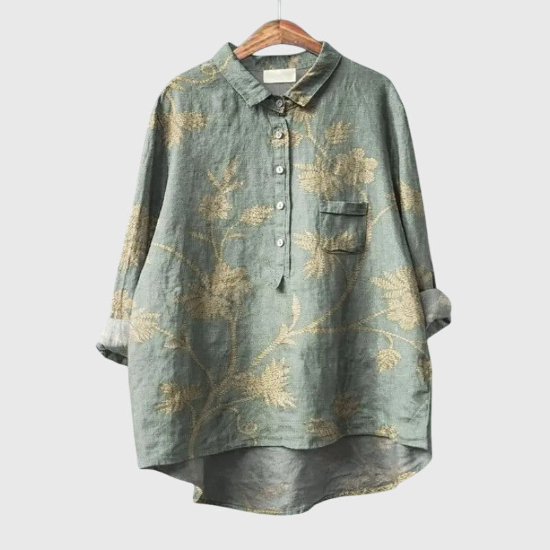 Chic women's spring blouse, lightweight & comfortable everyday top with a flattering, versatile design.