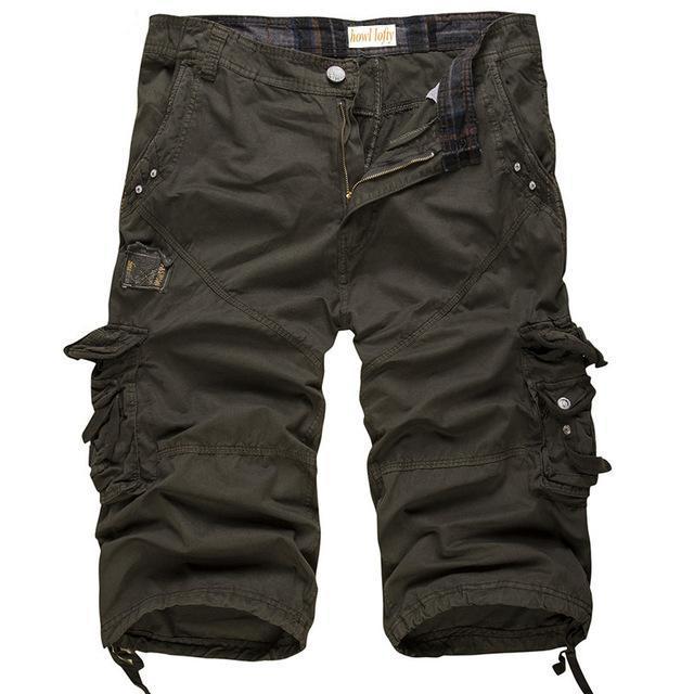 Comfortable men's cargo shorts in army style, essential summer apparel for casual everyday wear.