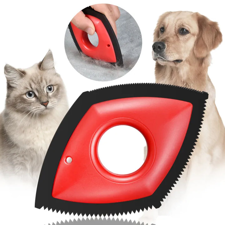 Reusable pet hair remover brush effectively cleans dog and cat fur from furniture, carpets, and clothes.