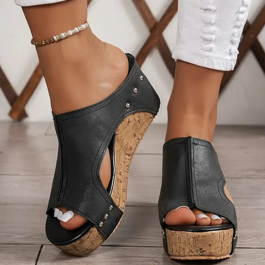 Stylish women's orthopedic wedge sandals, perfect open-toe summer footwear for comfort & support.