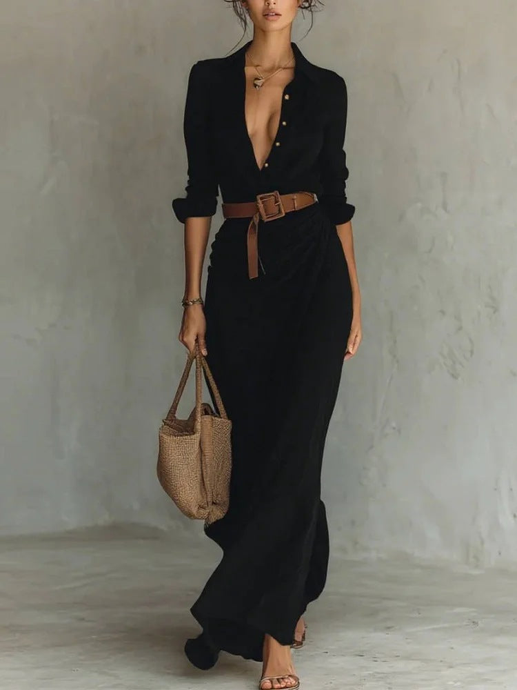 Tailored elegant wrap dress for women, designed for a flattering silhouette & sophisticated style.