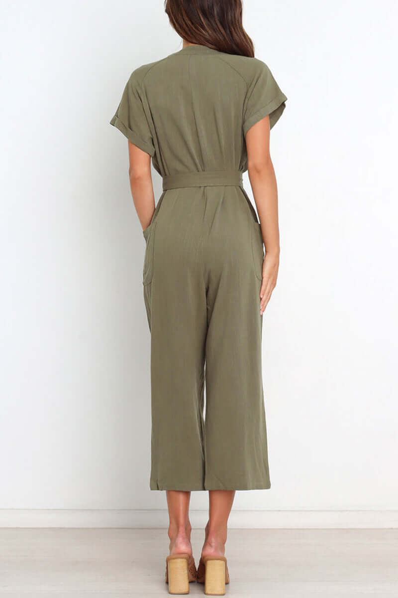 Women's V-Neck Button-Down Jumpsuit