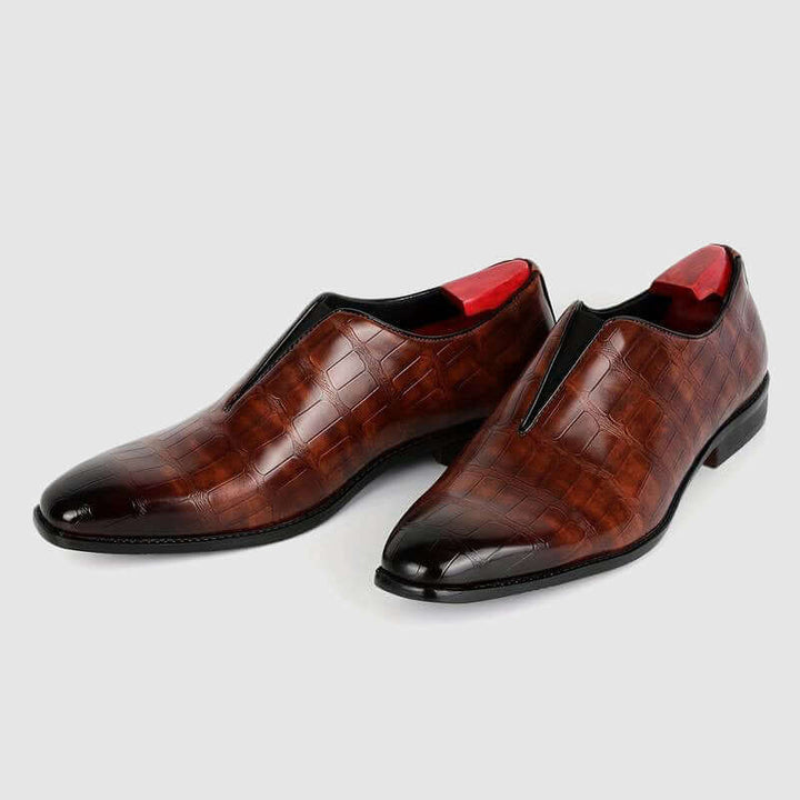 Men's Stone Pattern Leather Oxford Shoes