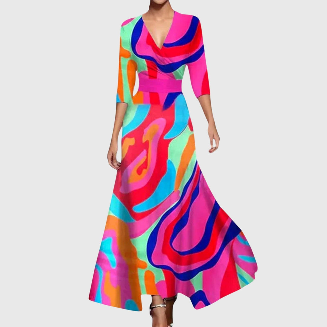 Fashionable ladies' midi dress, elegant & versatile, ideal for summer, parties & various occasions.