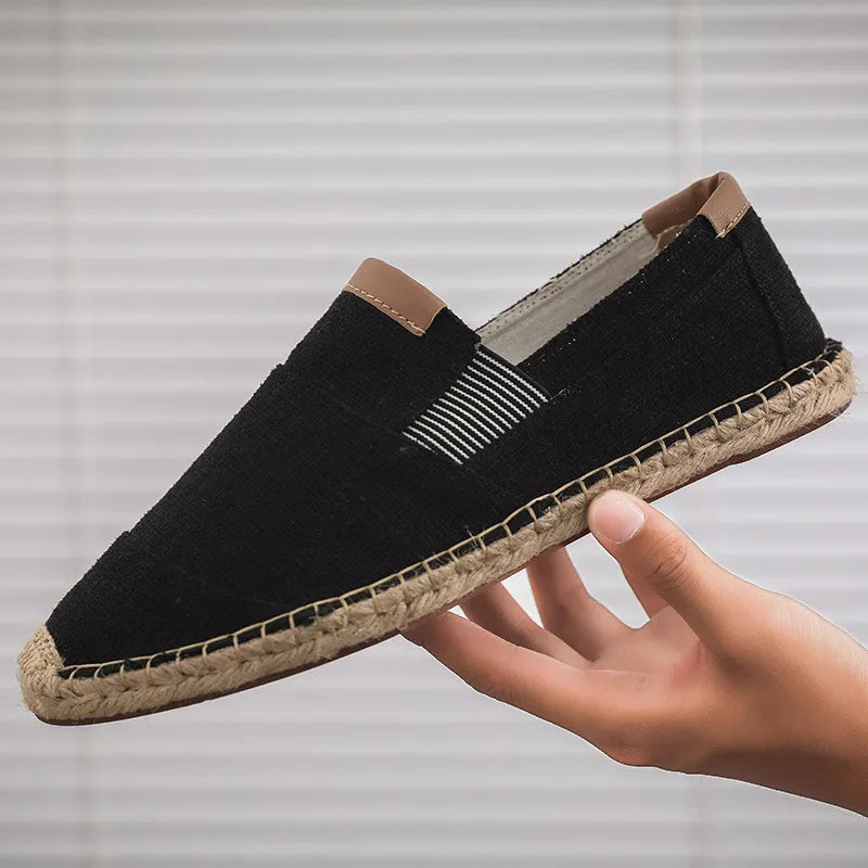 Casual men's slip-on espadrilles. Lightweight summer footwear for beach, holiday, or everyday comfort.